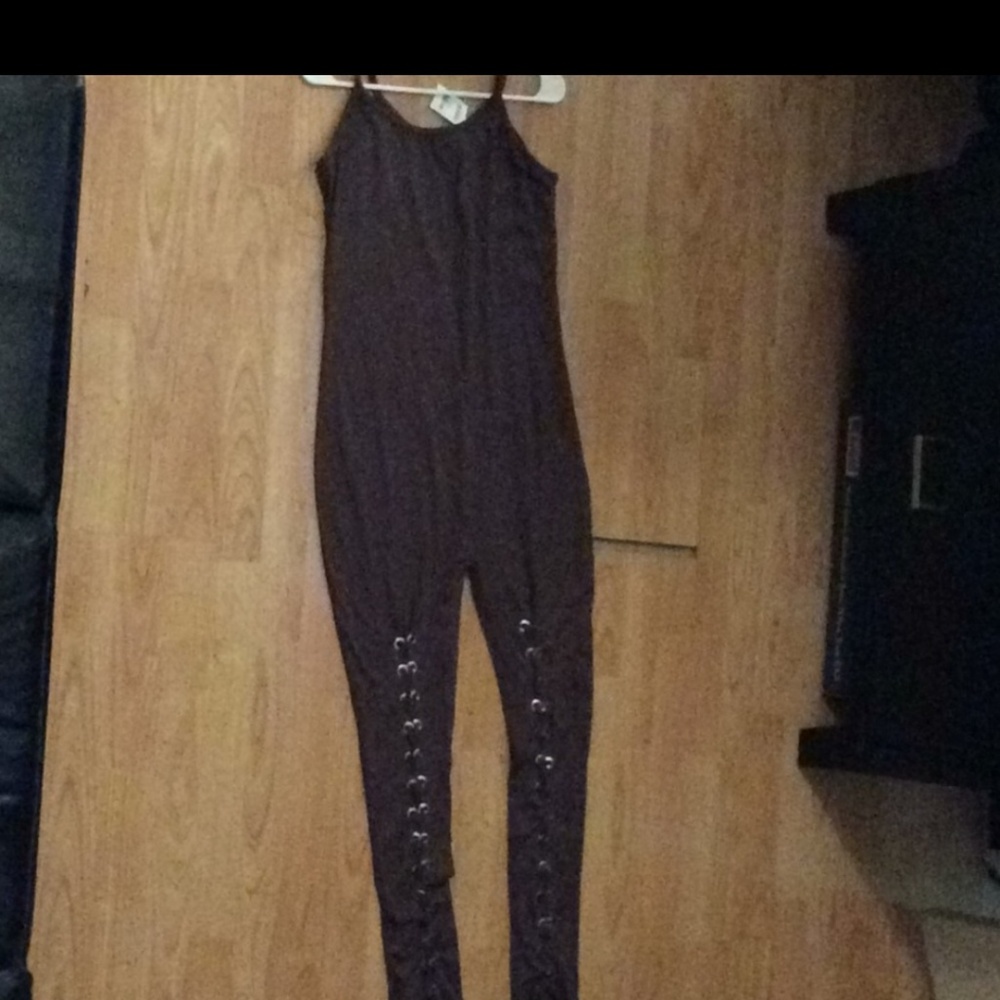 Brown Size Large Jumpsuit w/Lace Up Legs